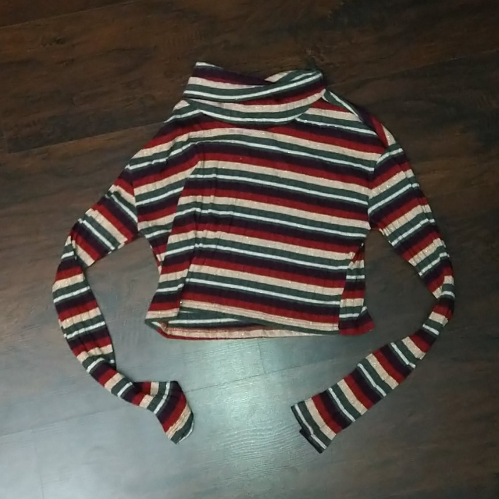 2/$3 Cropped cowl neck striped sweater.